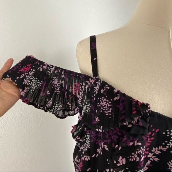 Lane Bryant Black Asian Floral Ruffled Tiered Maxi Dress Plus Size Boho Romantic - Picture 7 of 15